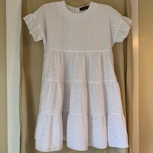 PrettyLittleThing tiered white eyelet babydoll dress